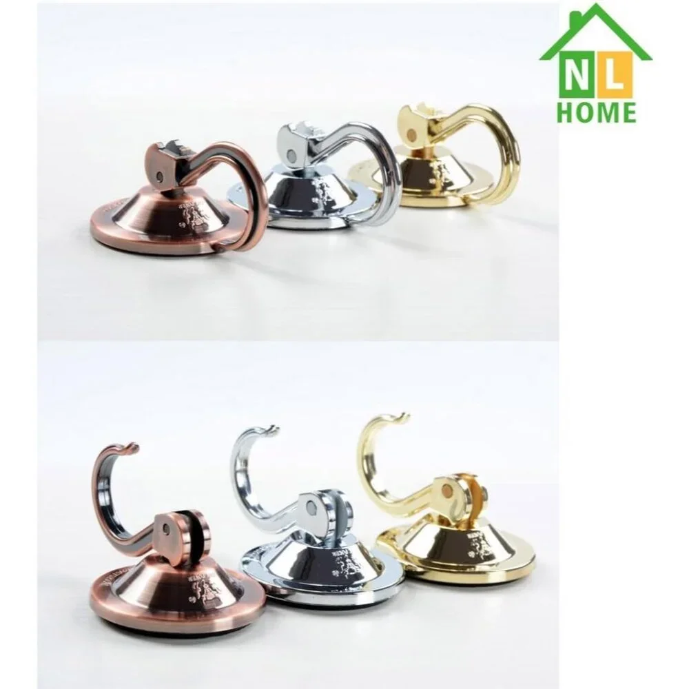 Powerful Suction Cup Hooks in Antique Gold - Perfect for Wreath Display, 4 Count